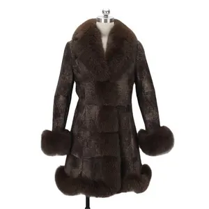 New arrivals 2024 women clothing winter fur long cashmere coat wool covered with fox fur collar for women