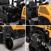 Compacteur à rouleaux à double tambour diesel 186F 8HP 20kN 65Hz 700mm avec direction vibrante hydraulique 970kg pour asphalte et sol