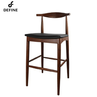 Chaise haute de restaurant de tabouret de bar de grain de bois de conception moderne nordique commerciale pour le comptoir de barre de café de meubles d'hôtel