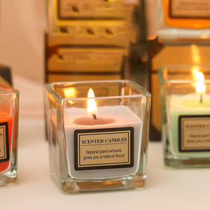 Glass Square Luxury Scented <strong>Candle</strong> Jar Essential Oil <strong>Aroma</strong> Aromatherapy <strong>Candles</strong> Scented <strong>Candles</strong> - Product Image 6