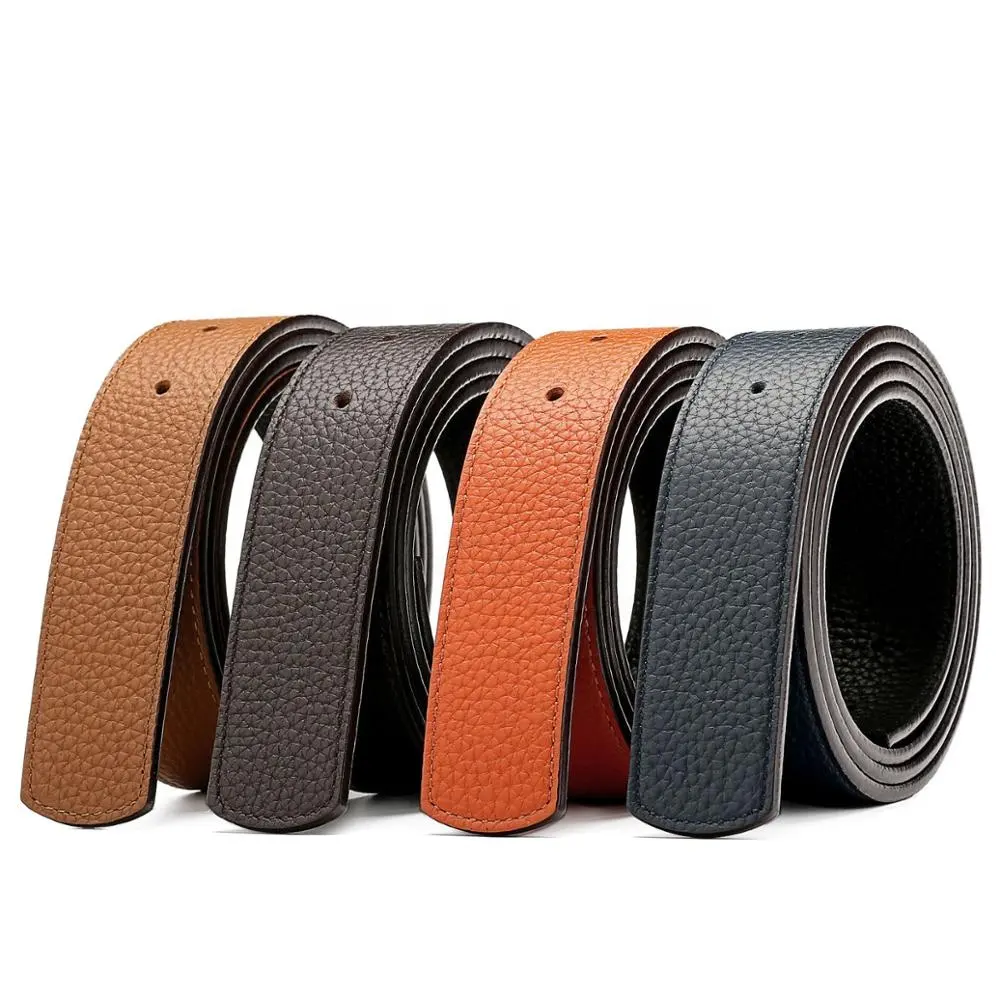 Double Sided Reversible Top Full Grain Genuine Leather Replacement Belt Strap Without Buckle