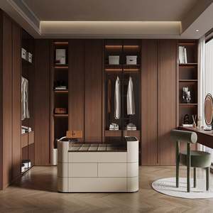 Armoire de chambre à coucher moderne de luxe contemporaine minimaliste en acrylique brillant avec dressing intégré et personnalisation complète de la maison - Product Image 1