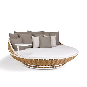 Chaise suspendue <span class=keywords><strong>double</strong></span> à bascule en rotin pour jardin, terrasse, villa et hôtel – Meilleure vente - Product Image 3