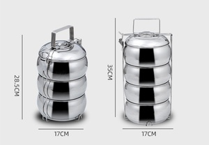 2/3/4 strato in acciaio inox a forma di tamburo piramide da asporto porta pranzo trasportatore alimentare per il confezionamento alimentare - Product Image 5