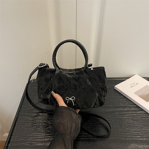 Bolso de mano con lazo de metal para mujer, bolso de moda con asa circular, bolso de hombro con correa extraíble para mujer - Product Image 5