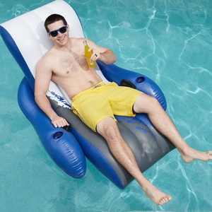 Chaise longue gonflable pour piscine, fauteuil flottant robuste pour adultes, chaise de bronzage flottante avec porte-gobelets - Product Image 5
