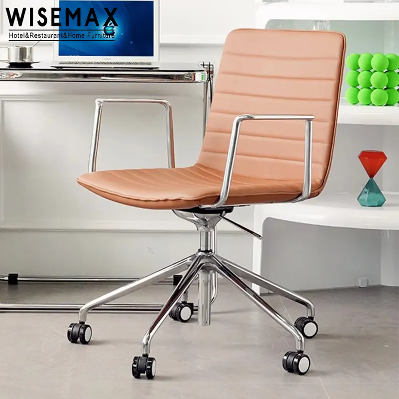 Wisemax Meubels Groothandel Hot Verkoop Lederen Bureaustoel Moderne Meubels Metalen Verstelbare Ergonomische Bureaustoel Voor Bedrijf