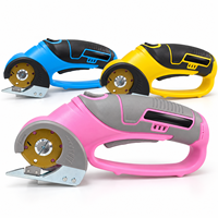 Ciseaux électriques sans fil rechargeables par USB 3,6 V, coupe-tissu, cuir et tapis, jaune bleu
