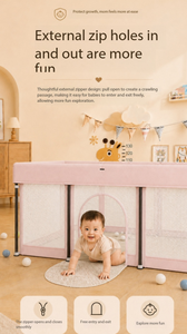 Box per Bambini Pieghevole in Rete Trasparente, Recinto di Sicurezza per Neonati con Stampa Fantasia Animale, Barriera per Area Giochi - Product Image 2