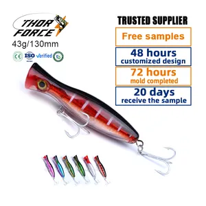 THORFORCE Popper Fishing Lures Hot Lure 6 Colors Fishing Tackle 1-0#hook 43g 83g Hard TOP Water Popper Bait