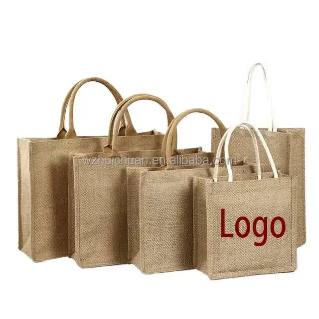 Tas jinjing kanvas ramah lingkungan katun kustom dengan logo kemasan katun promosi tas belanja dapat dipakai ulang tas rami