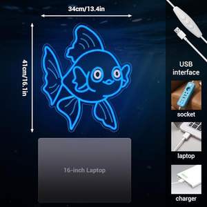 Signes électroniques LED personnalisables IP65 étanches <span class=keywords><strong>Poisson</strong></span> <span class=keywords><strong>rouge</strong></span> bleu Thème océan pour la maison Bar Chambre à coucher Restaurant Cadeaux de Noël - Product Image 2