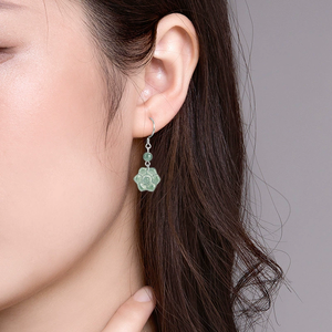 Pendientes de Jade Azul Agua Natural de Primera Calidad, Plata S925 con Textura de Hielo, Pendientes de Moda para Mujer - Product Image 5