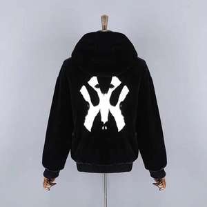 Manteau Surdimensionné Fausse Fourrure de Vison de Fabrication Hommes <span class=keywords><strong>Court</strong></span> Tissé Épais Écologique Couleur Noire - Product Image 3