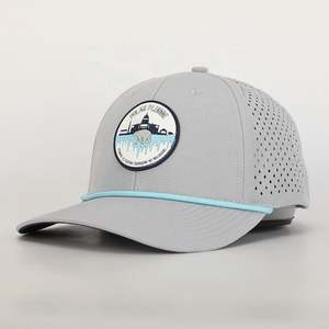 Casquette de baseball personnalisée avec <span class=keywords><strong>patch</strong></span> brodé, 5 panneaux, ajustable, découpée au laser, en polyester imperméable, style sportif, fabriquée en usine au Guangdong - Product Image 1