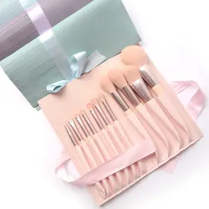 Bolsa de pincel de maquiagem portátil, bolsa eco-amigável rosa para mulheres, à prova d'água, bolsa de cosméticos personalizada promocional