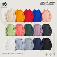 Sweat-shirt personnalisé OEM ODM pour homme, 330 GSM, en molleton épais, col rond, couleur unie, coupe ample, impression de logo personnalisé, veste décontractée, 14 couleurs