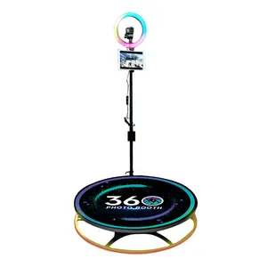 Tempered Glass LED 360 Degree Photo Booth Automatic Rotating With RGB Light Photo Booth 360 Photobooth