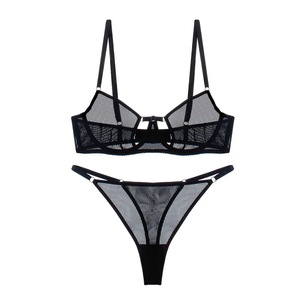 Lencería sexy y romántica transfronteriza, ultrafina, transparente, con cordones, estilo francés, para <span class=keywords><strong>mujeres</strong></span> con senos <span class=keywords><strong>grandes</strong></span> que parecen más pequeños y con efecto antideslizante. - Product Image 5