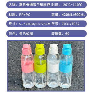 Botella de agua deportiva de dibujos animados Zuo Mu, taza de plástico portátil sin Bpa de 600Ml para estudiantes, regreso a la escuela, verano 2023 - Product Image 3