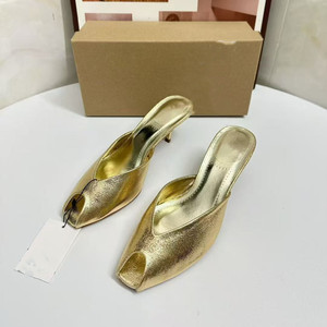 Sandales classiques à talon moyen et bout ouvert, confortables, dorées, pour femmes, sandales d'été à talon - Product Image 5