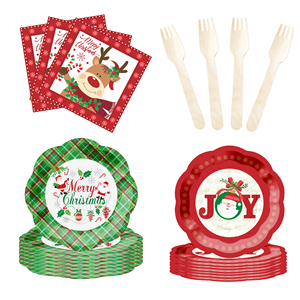 อุปกรณ์จัดงานปาร์ตี้คริสต์มาส DAMAI ชุดตกแต่งซานตาคลอสสร้างความสนุกสนานในวันคริสต์มาส ประกอบด้วยจานกระดาษ แก้วน้ำ และกระดาษเช็ดปากสำหรับงานปาร์ตี้คริสต์มาส - Product Image 4