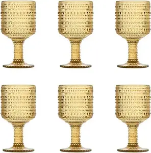 Colored Party Wedding Decoration Wine Glasses Cup Colored Vintage Wine Glass Embossed Beaded Glass Goblet