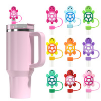 Capuchons de paille semi-3D en forme de tortue de dessin animé, 10 mm, universels, colorés, en caoutchouc souple, anti-poussière, accessoires pour boissons