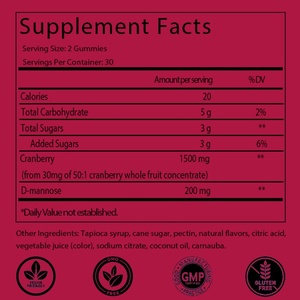 Gummies de suppléments de canneberge à la vente chaude OEM/ODM avec D-Mannose pour les femmes pour soutenir les voies urinaires et l'immunité - Product Image 2