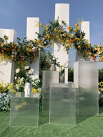 Décoration de mariage cristal carré, 1 pièce, Guide route carré Transparent, ornements de Table pour Dessert, accessoires de fête