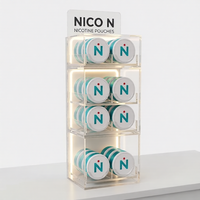Présentoir de comptoir personnalisé en acrylique à 4 niveaux pour sachets de nicotine, idéal pour la vente de Snus et les boutiques de tabac