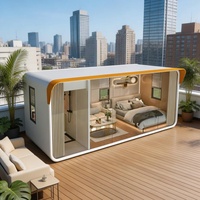 Capsule spatiale conteneurisée pliable avec carrelage de sol de garage et toilettes portables pour logement local