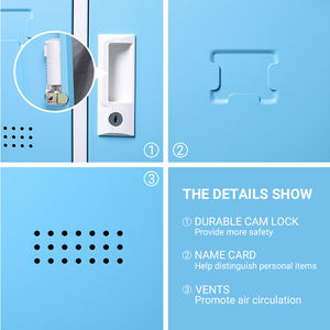 Armario <span class=keywords><strong>de</strong></span> Almacenamiento <span class=keywords><strong>de</strong></span> Acero con Recubrimiento en Polvo, Armario Metálico Ventilado Antioxidante <span class=keywords><strong>para</strong></span> Gimnasio y Escuela - Product Image 5