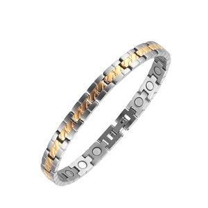 Pulsera de Salud Magnética de Neodimio con Cadena de Titanio Puro Chapada en Oro de 18K PVD, Energía para la Presión Arterial, 3500 Gauss - Product Image 1