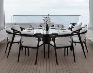 Роскошный современный обеденный стол на открытом воздухе, Тиковый обеденный стул для патио, курортного отеля, террасы