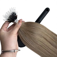 Extensions de cheveux humains naturels brésiliens Remy de haute qualité, double épaisseur, pointe nano, micro-perles, vierges brutes