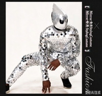 Costumes de performance commerciaux à effet miroir, costumes de danse laser, combinaisons à paillettes pour hommes pour boîtes de nuit et soirées