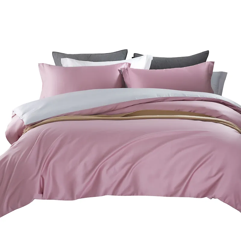 Новое поступление 100% хлопок Индивидуальный размер сплошной цвет ароматный розовый в наличии для отеля комплект постельного белья