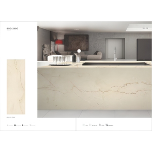Losas de piedra sinterizada de porcelana brillante Pulpis Pink de 800x2400 mm con aspecto de mármol para encimeras y pisos de cocinas modernas - Product Image 2