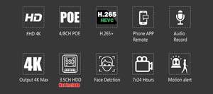 Xmeye VMS 8MP <span class=keywords><strong>8CH</strong></span> POE NVR H.265 P2p thông minh phát lại 2 Sata max 8TB HDD an ninh CCTV 8-kênh 4k mạng video ghi - Product Image 5