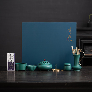 Rock Mountain Home Furnishings – Ensemble de neuf pièces d'encens vert, accessoires d'encens faits à la main, brûleur d'encens en céramique, cuillère et pelle - Product Image 5