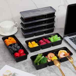 Lonchera Bento Japonesa Rectangular Desechable y Ecológica para Llevar, con 2 o 3 Compartimentos, Negra - Product Image 4