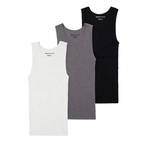 Camiseta sin mangas personalizada para hombre, premium, de algodón ultrasuave, cuello cuadrado, transpirable, de punto, informal, ajustada, paquete de 3, negro, blanco, gris - Product Image 1