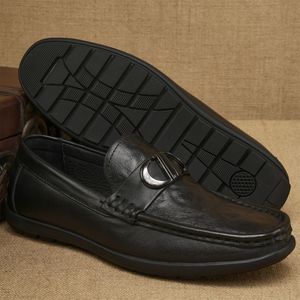 Mocasines para hombre de cuero genuino con punta cuadrada, zapatos cómodos sin cordones, zapatos casuales de vestir para primavera - Product Image 3