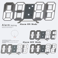 Horloge numérique 3D LED avec minuterie, veilleuse et alarme, pour bureau, maison, salon