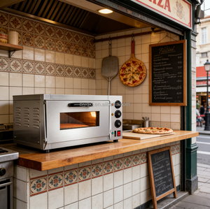 Four à <span class=keywords><strong>pizza</strong></span> électrique commercial automatique à un seul niveau 220V 2kW avec chaleur supérieure/inférieure indépendante, pierre en cordiérite, éclairage LED, OEM - Product Image 3