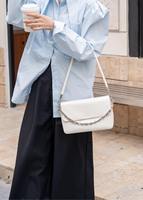 Sacs à bandoulière simples en cuir véritable de haute qualité pour femmes, sacs à main de luxe élégants avec chaîne, vente en gros