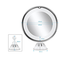 Miroir de maquillage flexible grossissant 10x miroir de courtoisie à écran tactile éclairé de 14 LED miroir cosmétique de coiffeuse portable