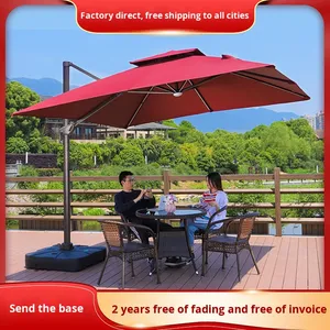 Sombrillas Grandes de Diseño Moderno para Exteriores, Poste de Hierro, Estilo Americano, Parasoles Manuales de 140 cm de Diámetro para Patios, Cafeterías y Salones de Té - Product Image 2