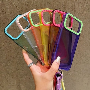 Coque de téléphone transparente aux couleurs contrastées, effet bonbon, avec sangle, pour iPhone XR XS Max 11 17 Pro Max - Product Image 4